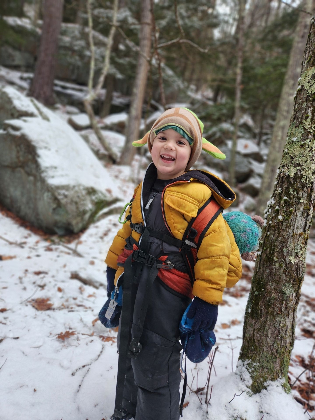 Quinn happy in the snow