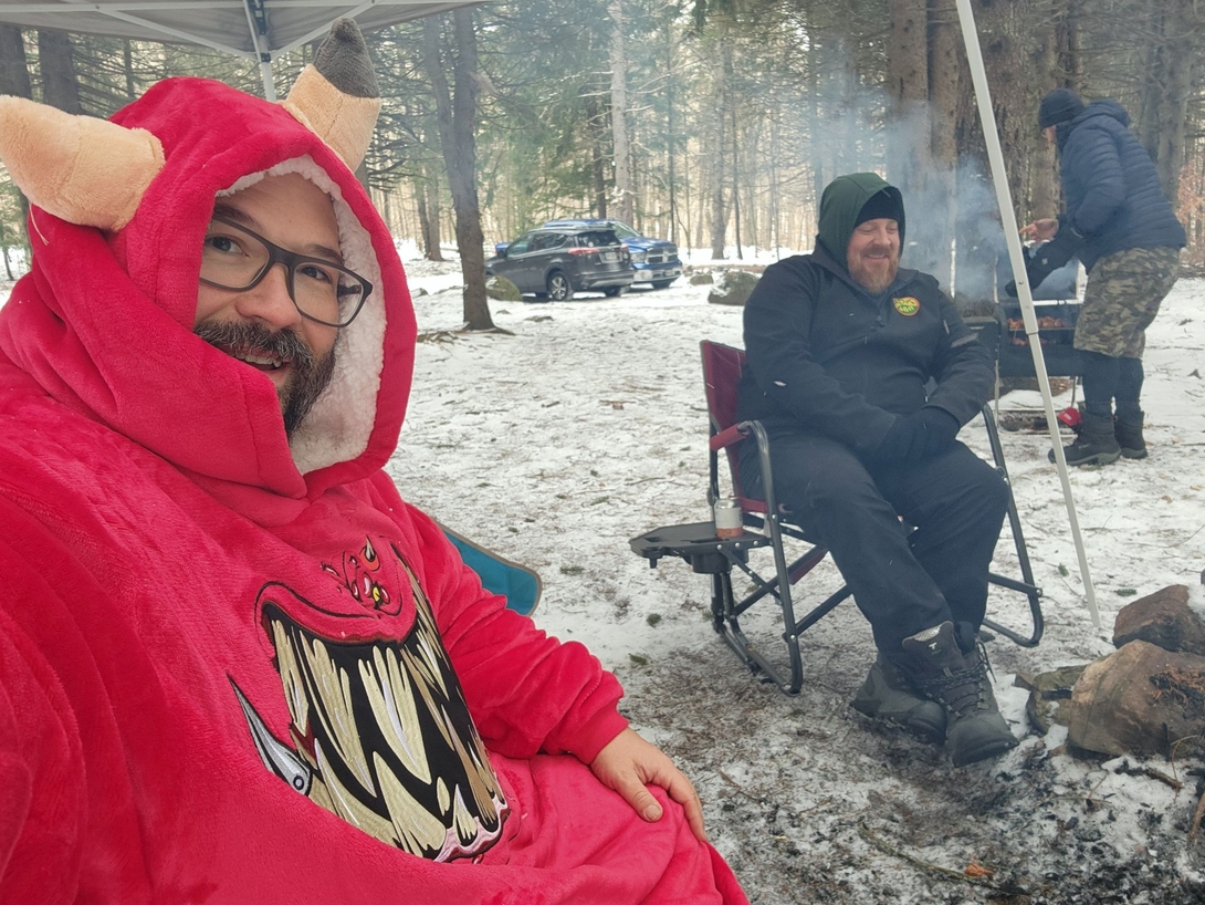 sitting around the fire