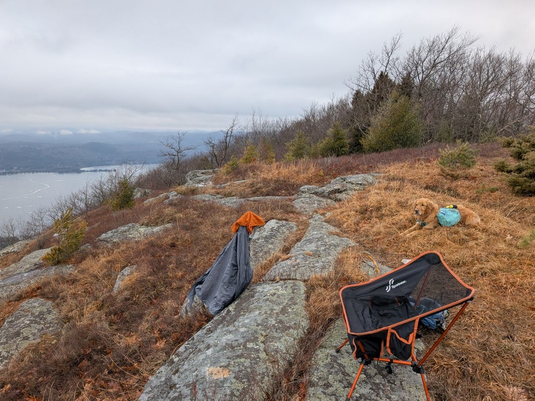 My chair and sunny at the summit